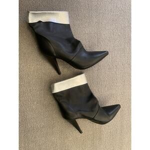IRO Women Size 38 Black Silver Leather Ankle Boots